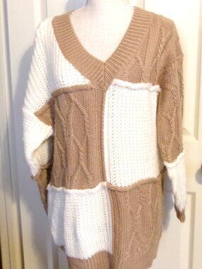 FANCO Two-Tone Cable Knit Sweater  Size S-M
